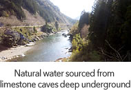 Natural water sourced from limestone caves deep underground